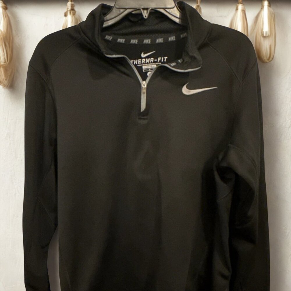 Nike Men's Therma-Fit Pullover Fleece Lined  Black Quarter 1/4 Zip Medium